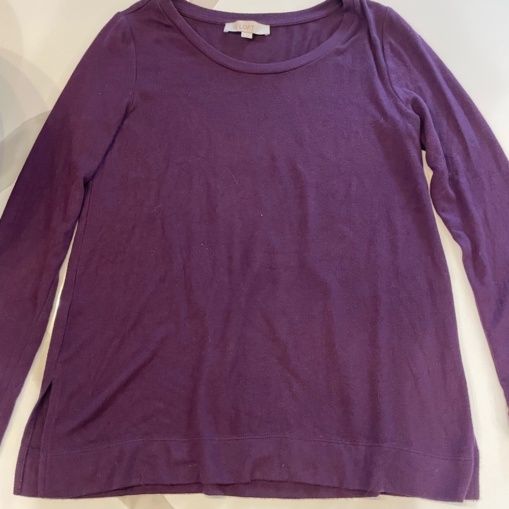 LOFT Deep Purple Long Sleeve Top